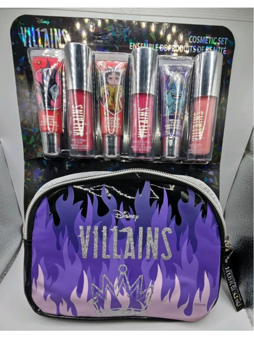 Disney Villains Cosmetic Set With Makeup Pouch & 6 Lip Gloss